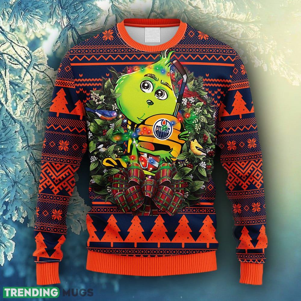NHL Logo Edmonton Oilers Grinch Hug Christmas Ugly Sweater For Men Women - NHL Edmonton Oilers Grinch Hug Christmas Ugly Sweater_1 NHL Logo Edmonton Oilers Grinch Hug Christmas Ugly Sweater For Men Women - NHL Edmonton Oilers Grinch Hug Christmas Ugly Sweater_1