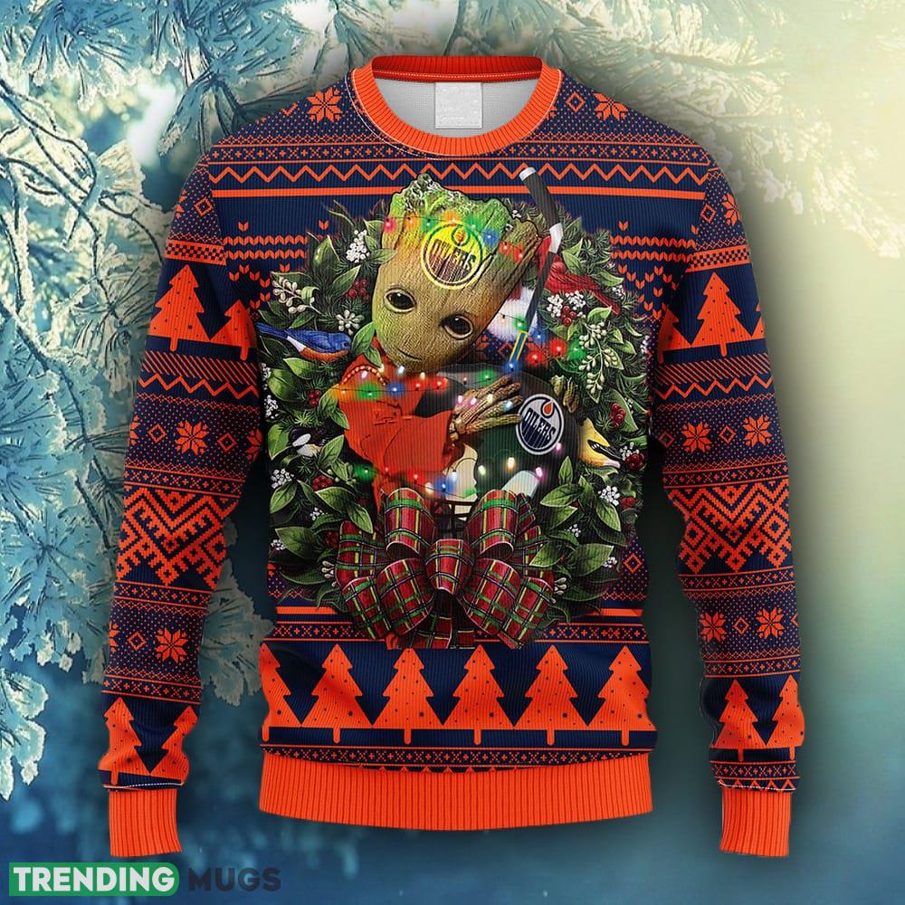NHL Logo Edmonton Oilers Groot Hug Christmas Ugly Sweater For Men Women - NHL Edmonton Oilers Groot Hug Christmas Ugly Sweater_1 NHL Logo Edmonton Oilers Groot Hug Christmas Ugly Sweater For Men Women - NHL Edmonton Oilers Groot Hug Christmas Ugly Sweater_1