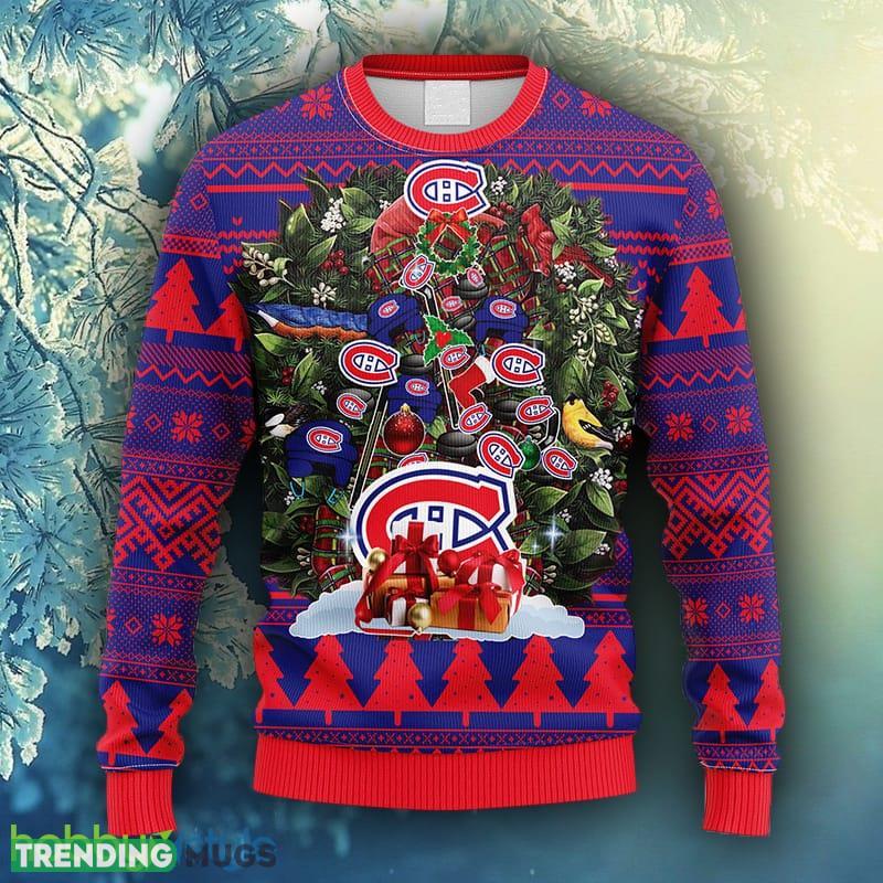 NHL Logo Montreal Canadians Tree Ugly Christmas Fleece Sweater For Men Women - NHL Montreal Canadians Tree Ugly Christmas Fleece Sweater_1 NHL Logo Montreal Canadians Tree Ugly Christmas Fleece Sweater For Men Women - NHL Montreal Canadians Tree Ugly Christmas Fleece Sweater_1