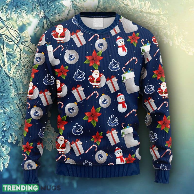 NHL Logo Vancouver Canucks Santa Claus Snowman Christmas Ugly Sweater For Men Women - NHL Vancouver Canucks Santa Claus Snowman Christmas Ugly Sweater_1 NHL Logo Vancouver Canucks Santa Claus Snowman Christmas Ugly Sweater For Men Women - NHL Vancouver Canucks Santa Claus Snowman Christmas Ugly Sweater_1
