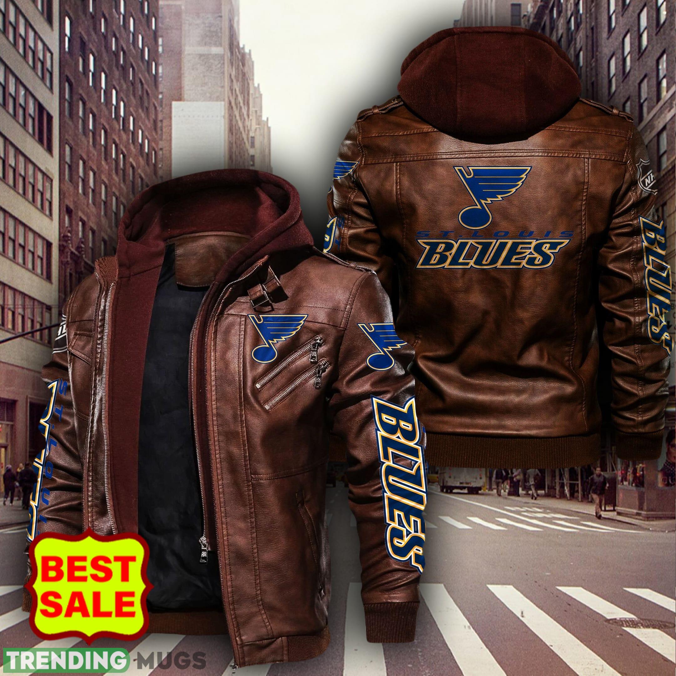 NHL St Louis Blues Fans Style 1 Logo Black And Brown Leather Jacket Men And Women 2D Leather Jacket NHL St Louis Blues Fans Style 1 Logo Black And Brown Leather Jacket Men And Women 2D Leather Jacket