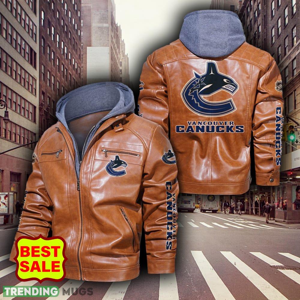 NHL Vancouver Canucks Style 4 Big Logo Black Brown Leather Jacket For Fans 2D Leather Jacket NHL Vancouver Canucks Style 4 Big Logo Black Brown Leather Jacket For Fans 2D Leather Jacket