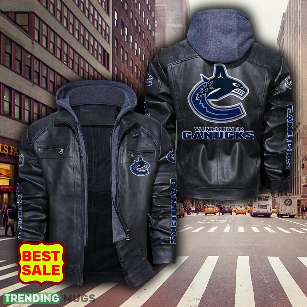 NHL Vancouver Canucks Style 4 Big Logo Black Brown Leather Jacket For Fans - NHL Vancouver Canucks Leather Jacket_1 NHL Vancouver Canucks Style 4 Big Logo Black Brown Leather Jacket For Fans - NHL Vancouver Canucks Leather Jacket_1