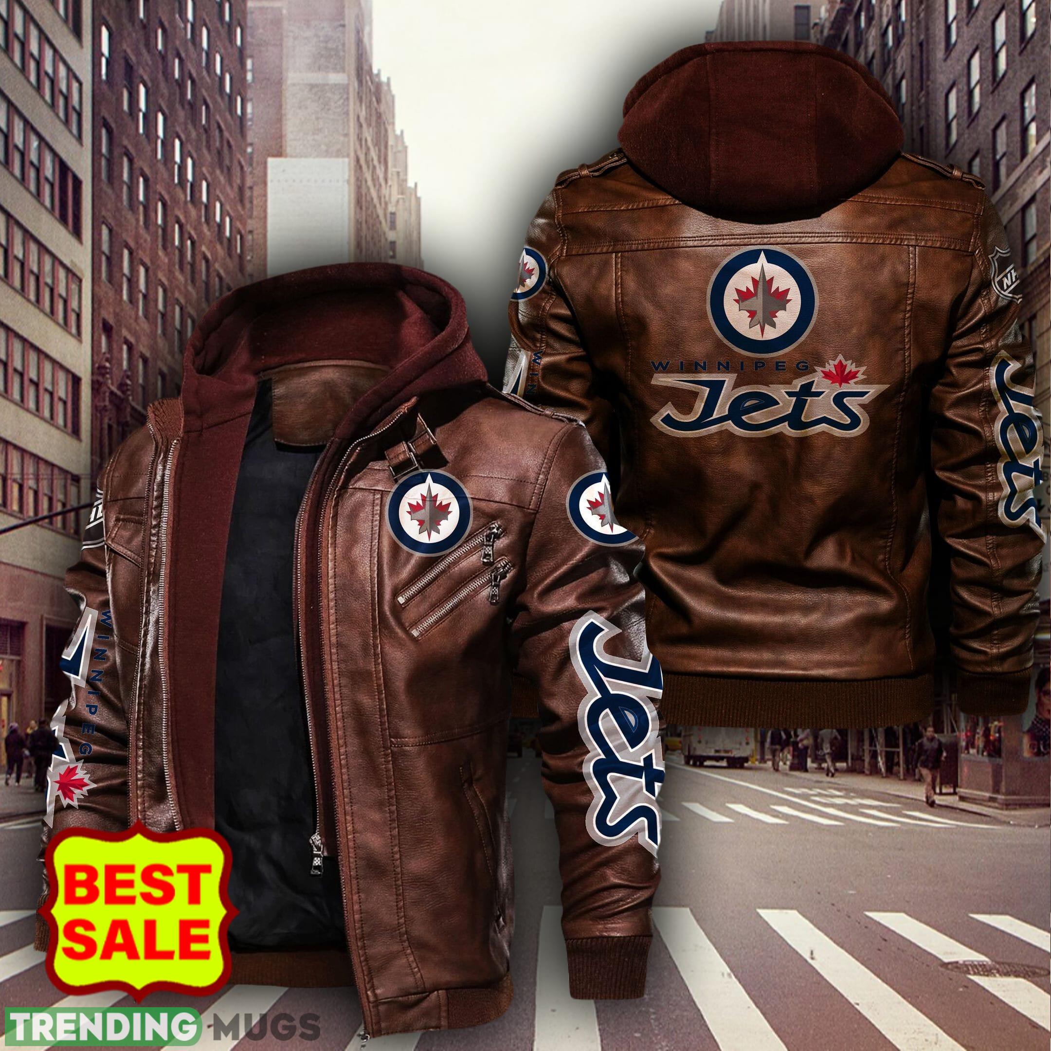 NHL Winnipeg Jets Fans Style 4 Logo Black And Brown Leather Jacket Men And Women 2D Leather Jacket NHL Winnipeg Jets Fans Style 4 Logo Black And Brown Leather Jacket Men And Women 2D Leather Jacket