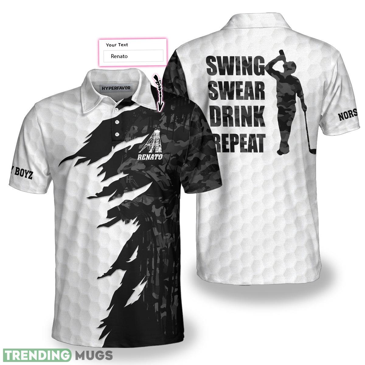 NORSEY BOYZ Swing Swear Drink Repeat Ripped Camouflage Skull Golf Polo Shirt Custom Name Polo Shirt NORSEY BOYZ Swing Swear Drink Repeat Ripped Camouflage Skull Golf Polo Shirt Custom Name Polo Shirt