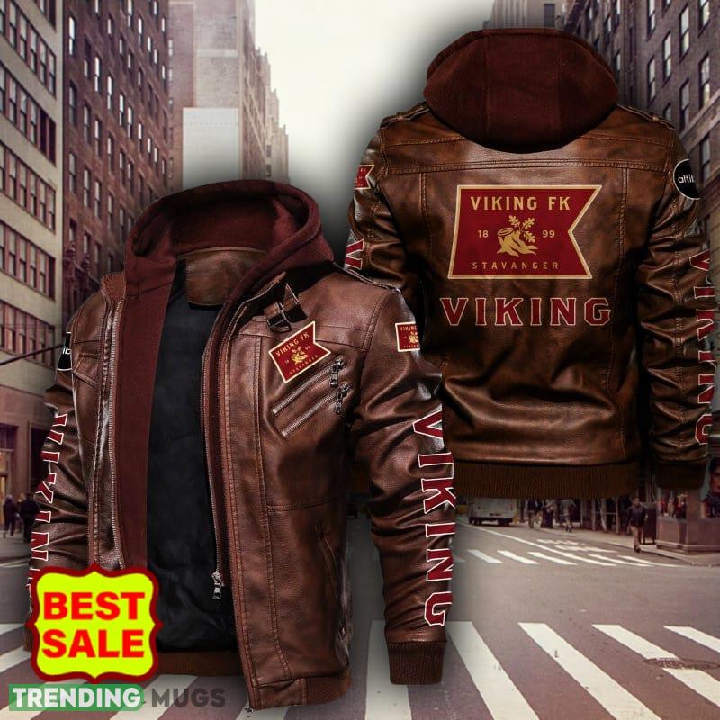 Norway Viking Fotballklubb Big Logo Brown And Black Leather Jacket Men Women 2D Leather Jacket Norway Viking Fotballklubb Big Logo Brown And Black Leather Jacket Men Women 2D Leather Jacket
