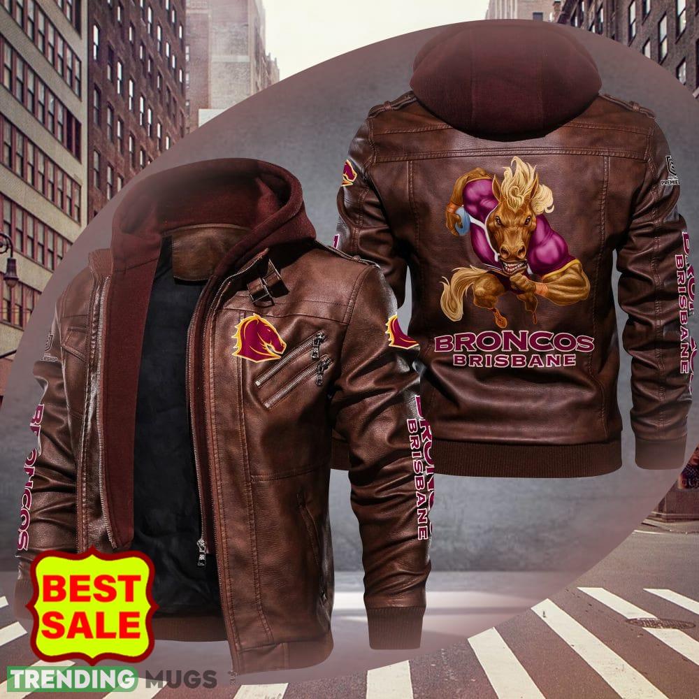 NRL Brisbane Broncos Design 4 Logo Black And Brown Leather Jacket For Fans 2D Leather Jacket NRL Brisbane Broncos Design 4 Logo Black And Brown Leather Jacket For Fans 2D Leather Jacket