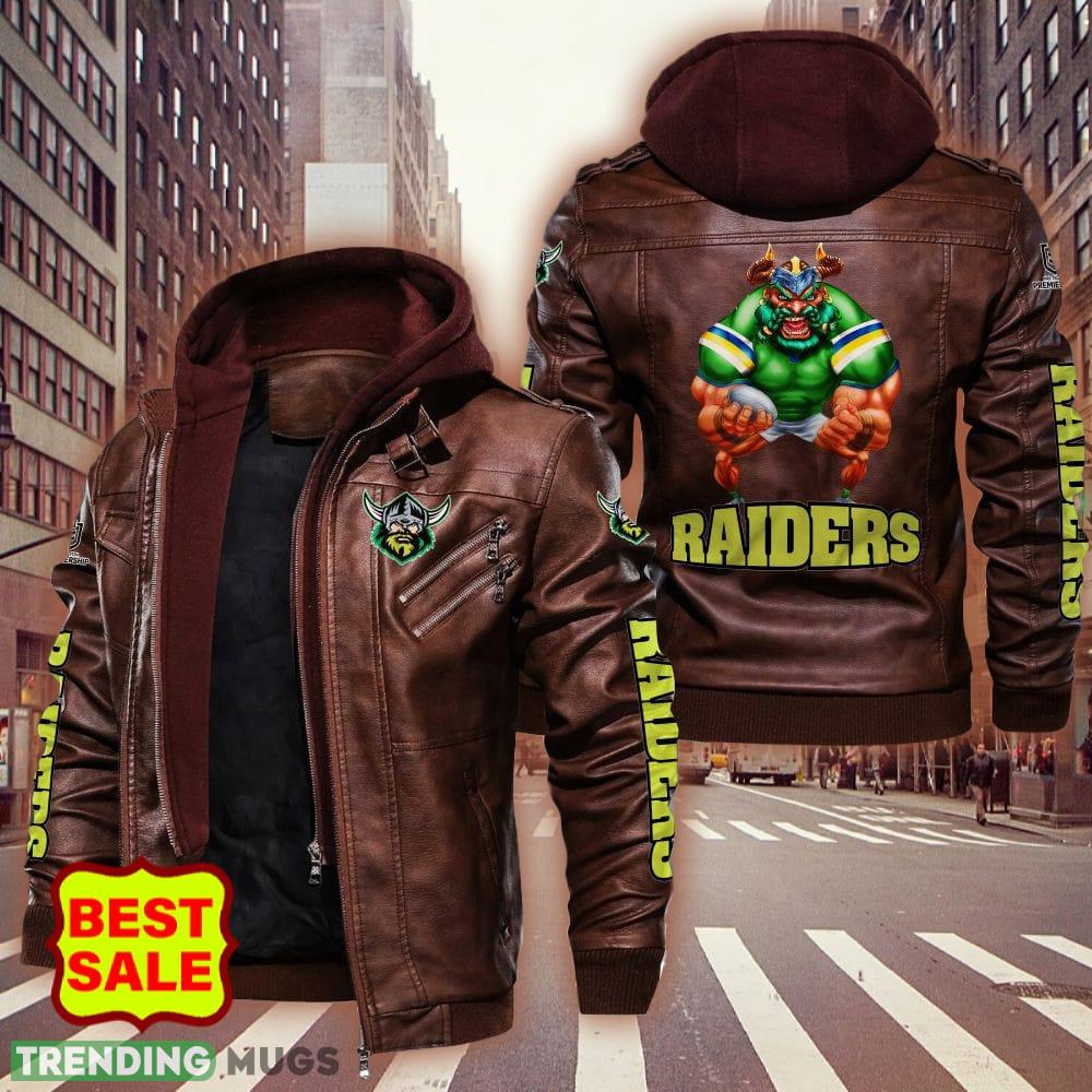 NRL Canberra Raiders Fans Logo Black And Brown Leather Jacket Men And Women 2D Leather Jacket NRL Canberra Raiders Fans Logo Black And Brown Leather Jacket Men And Women 2D Leather Jacket
