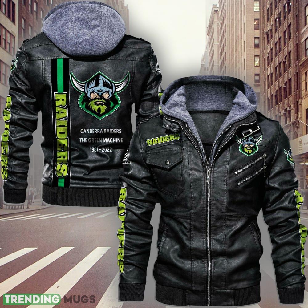 NRL Canberra Raiders Style 3 Big Logo Black Brown Leather Jacket For Fans - NRL Canberra Raiders Leather Jacket_1 NRL Canberra Raiders Style 3 Big Logo Black Brown Leather Jacket For Fans - NRL Canberra Raiders Leather Jacket_1