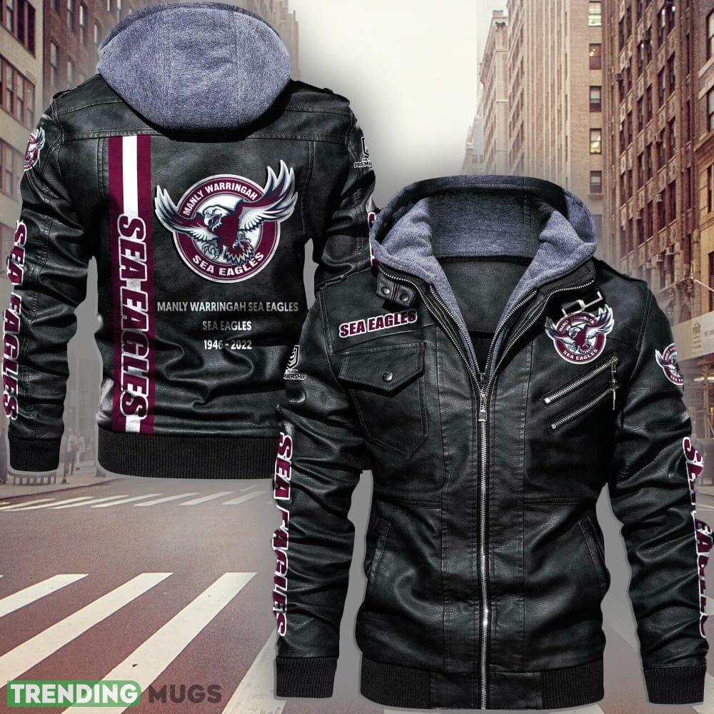 NRL Manly Warringah Sea Eagles Design 4 Logo Black And Brown Leather Jacket For Fans - NRL Manly Warringah Sea Eagles Leather Jacket_1 NRL Manly Warringah Sea Eagles Design 4 Logo Black And Brown Leather Jacket For Fans - NRL Manly Warringah Sea Eagles Leather Jacket_1