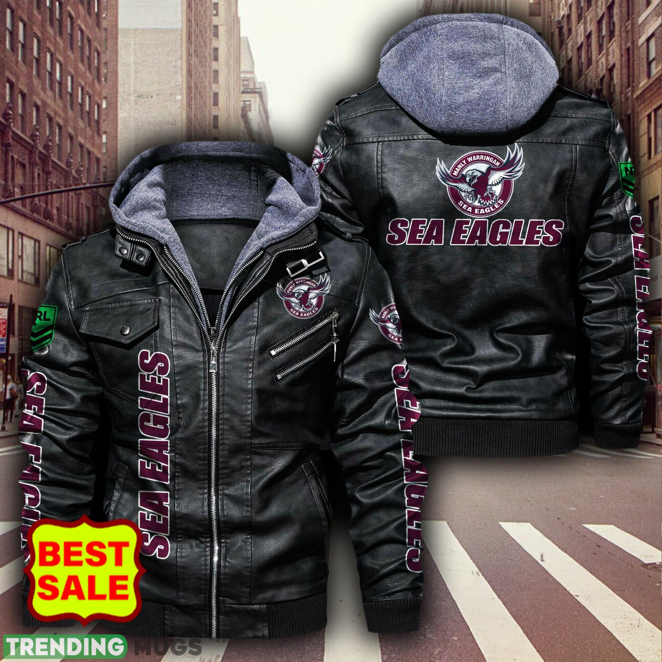 NRL Manly Warringah Sea Eagles Logo 6 Black Brown Leather Jacket For Fans - NRL Manly Warringah Sea Eagles Leather Jacket_1 NRL Manly Warringah Sea Eagles Logo 6 Black Brown Leather Jacket For Fans - NRL Manly Warringah Sea Eagles Leather Jacket_1