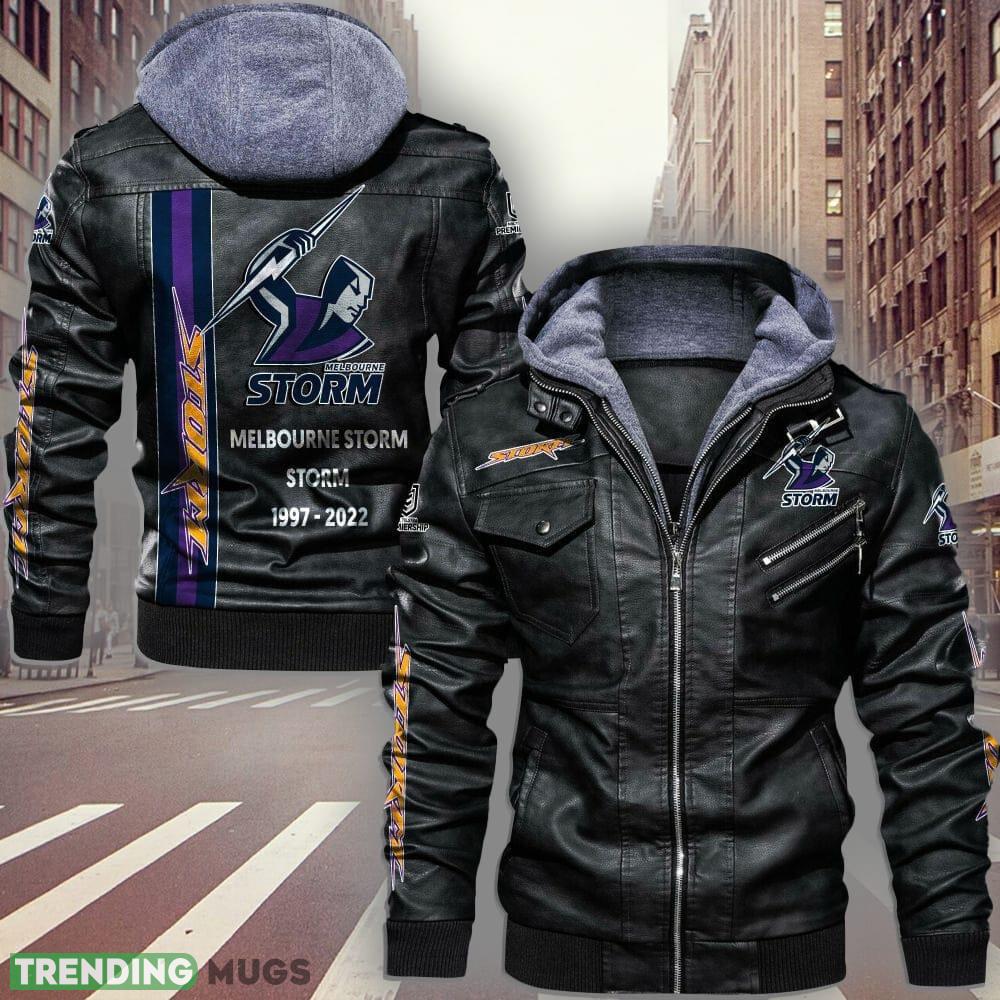 NRL Melbourne Storm Style 7 Big Logo Black Brown Leather Jacket For Fans - NRL Melbourne Storm Leather Jacket_1 NRL Melbourne Storm Style 7 Big Logo Black Brown Leather Jacket For Fans - NRL Melbourne Storm Leather Jacket_1