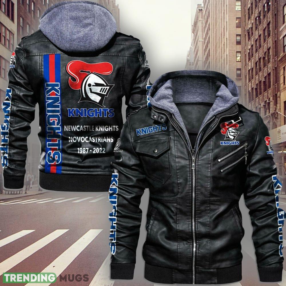 NRL Newcastle Knights Logo 1 Black Brown Leather Jacket For Fans - NRL Newcastle Knights Leather Jacket_1
