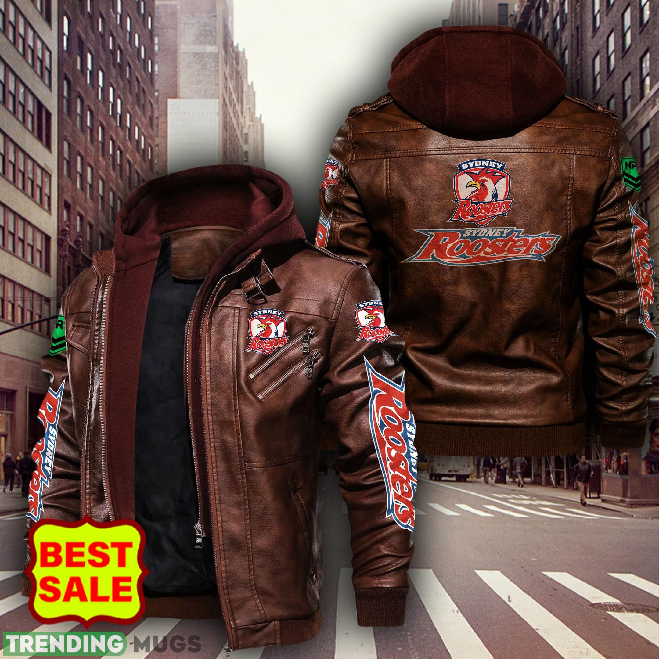 NRL Sydney Roosters Design 4 Logo Black And Brown Leather Jacket For Fans 2D Leather Jacket NRL Sydney Roosters Design 4 Logo Black And Brown Leather Jacket For Fans 2D Leather Jacket