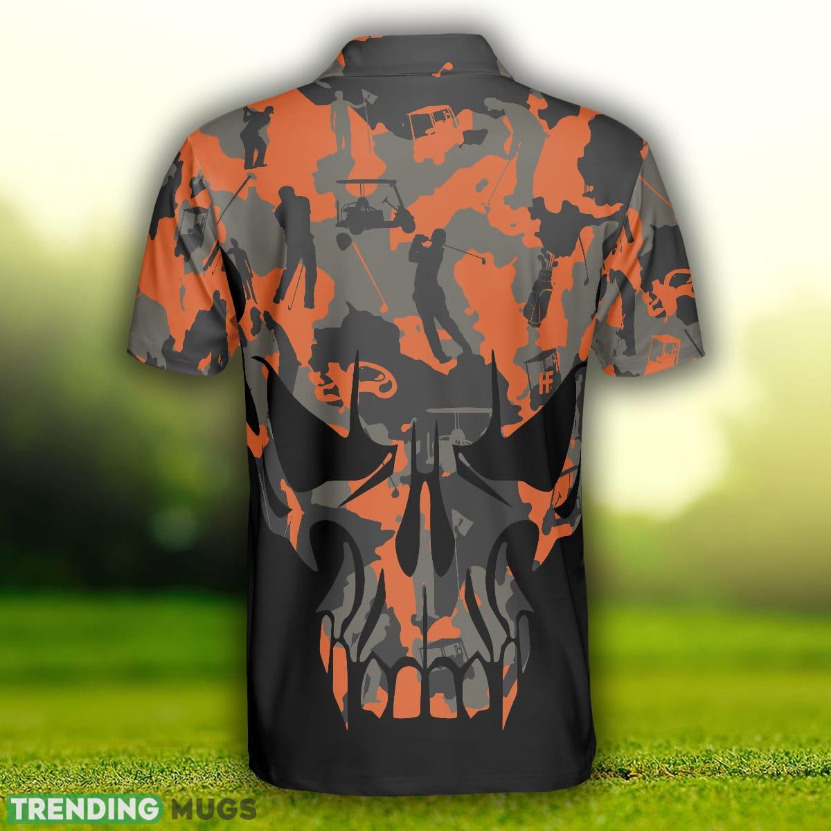 Orange Camouflage Golf Set Skull Golf, Golfer Silhouette Pattern, Camo Golf Shirt Polo Shirt Polo Shirt Orange Camouflage Golf Set Skull Golf, Golfer Silhouette Pattern, Camo Golf Shirt Polo Shirt Polo Shirt