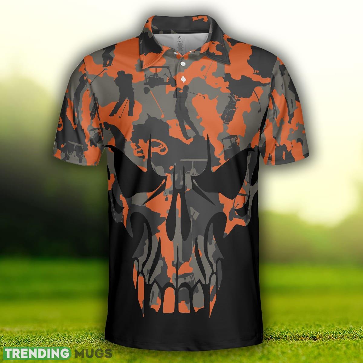 Orange Camouflage Golf Set Skull Golf, Golfer Silhouette Pattern, Camo Golf Shirt Polo Shirt Polo Shirt Orange Camouflage Golf Set Skull Golf, Golfer Silhouette Pattern, Camo Golf Shirt Polo Shirt Polo Shirt
