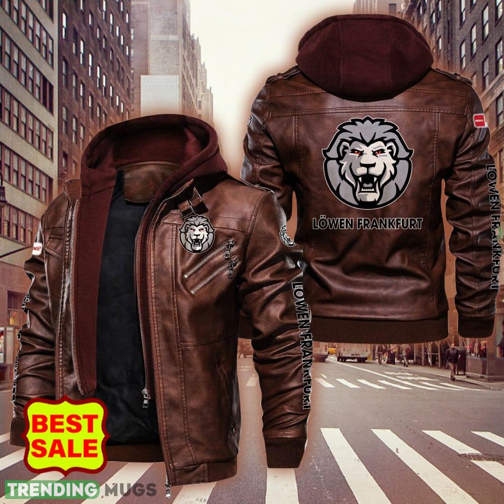 Penny DEL Löwen Frankfurt Big Logo Brown And Black Leather Jacket Men Women 2D Leather Jacket Penny DEL Löwen Frankfurt Big Logo Brown And Black Leather Jacket Men Women 2D Leather Jacket