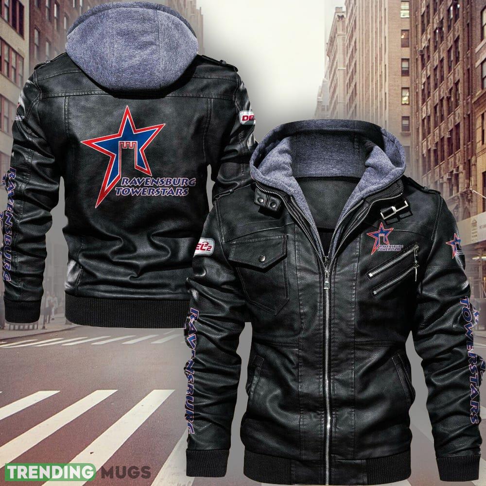 Penny DEL Ravensburg Towerstars Logo Brown And Black Leather Jacket For Fans - Penny DEL Ravensburg Towerstars Leather Jacket_1 Penny DEL Ravensburg Towerstars Logo Brown And Black Leather Jacket For Fans - Penny DEL Ravensburg Towerstars Leather Jacket_1