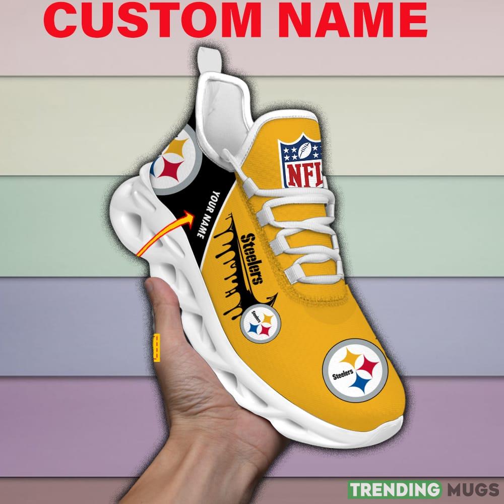 Pittsburgh Steelers Drip Logo NFL Max Soul Shoes Custom Name For Men And Women Running Sneakers - Pittsburgh Steelers-Drip Logo NFL Personalized Max Soul Shoes_1 Pittsburgh Steelers Drip Logo NFL Max Soul Shoes Custom Name For Men And Women Running Sneakers - Pittsburgh Steelers-Drip Logo NFL Personalized Max Soul Shoes_1