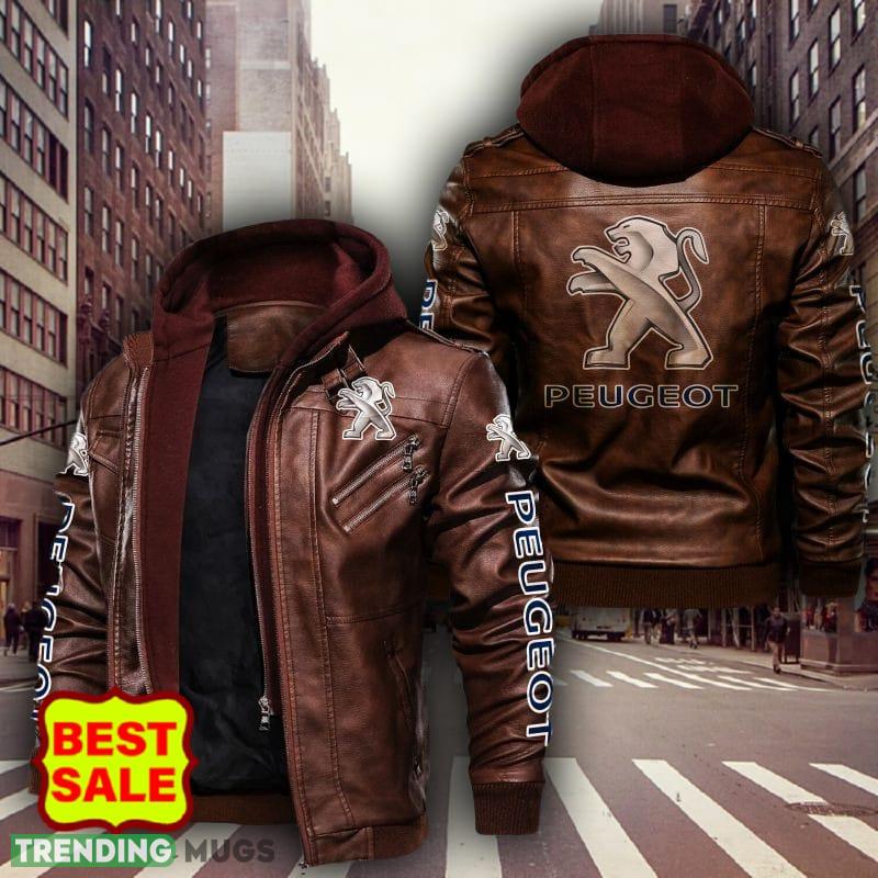 Racing Car Peugeot Automobiles Logo 8 Black Brown Leather Jacket For Fans 2D Leather Jacket Racing Car Peugeot Automobiles Logo 8 Black Brown Leather Jacket For Fans 2D Leather Jacket