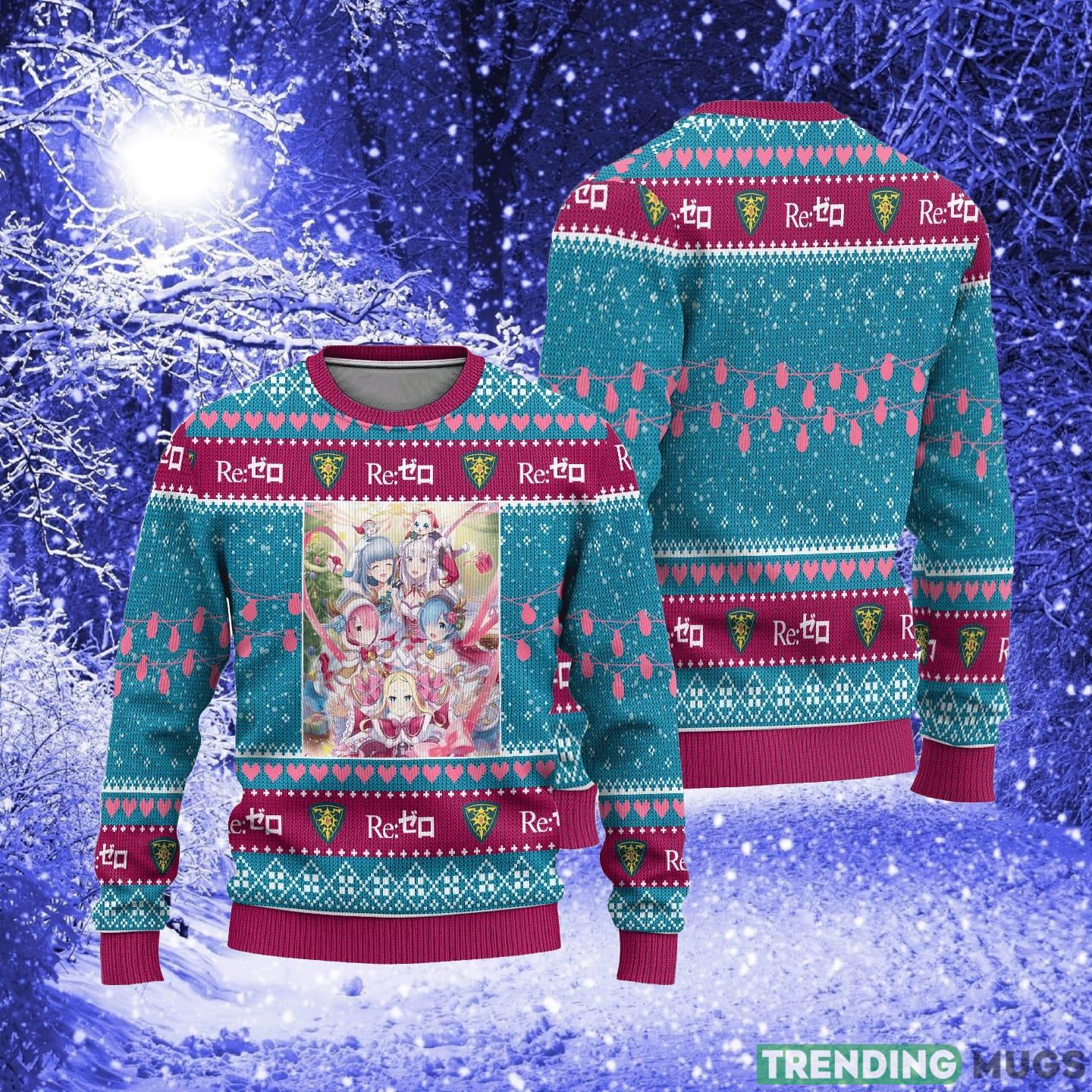 Re Zero Anime Custom Xmas Women Mens Ugly Christmas Sweater 3D Sweater Re Zero Anime Custom Xmas Women Mens Ugly Christmas Sweater 3D Sweater