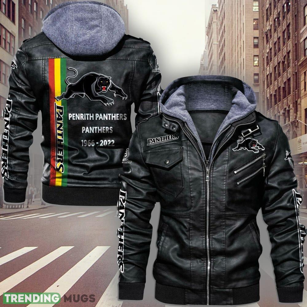 Rugby League NRL Penrith Panthers Style 1 Big Logo Black Brown Leather Jacket For Fans - Rugby League NRL Penrith Panthers Leather Jacket_1 Rugby League NRL Penrith Panthers Style 1 Big Logo Black Brown Leather Jacket For Fans - Rugby League NRL Penrith Panthers Leather Jacket_1