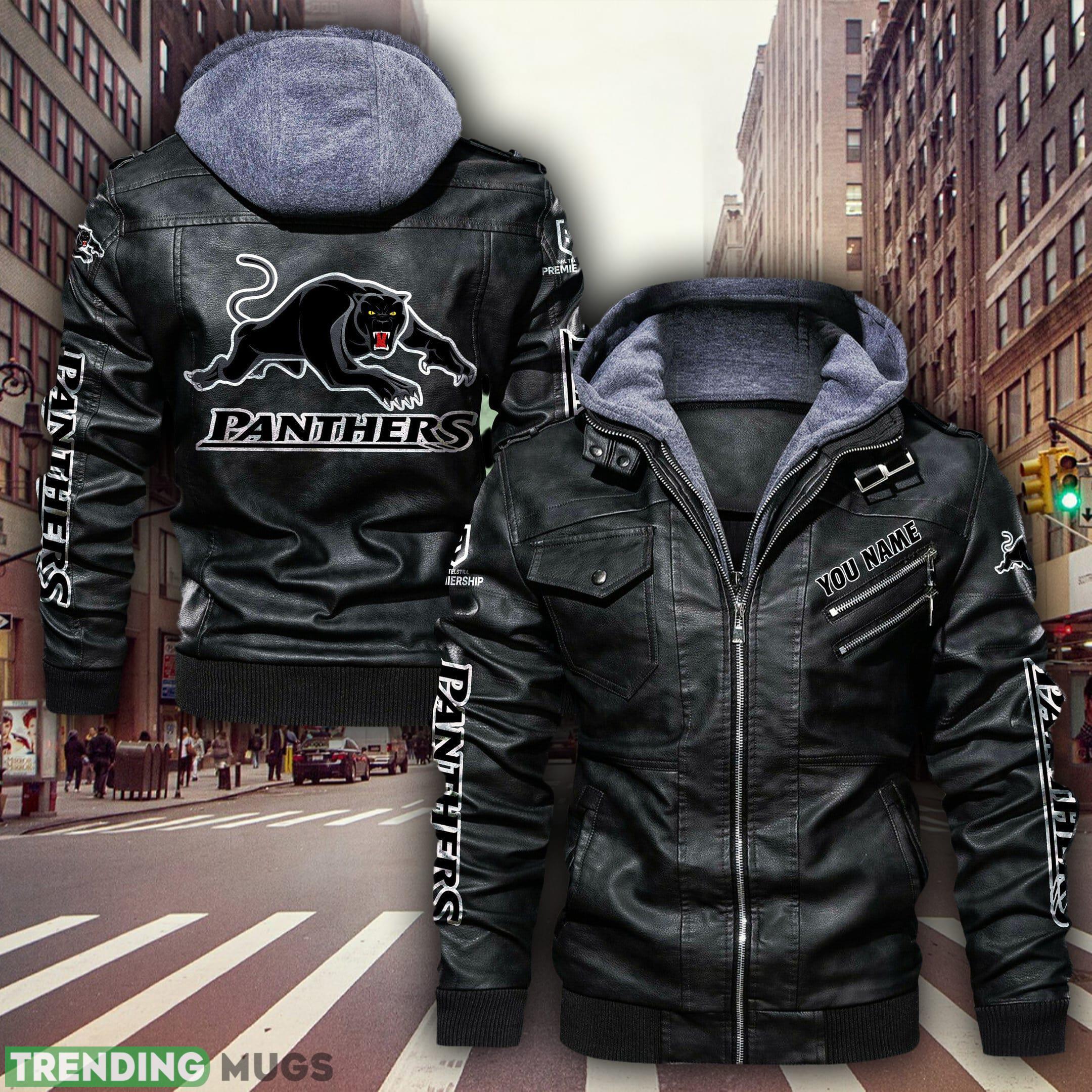 Rugby League NRL Penrith Panthers Style 8 Big Logo Black Brown Leather Jacket For Fans - Rugby League NRL Penrith Panthers Leather Jacket_1 Rugby League NRL Penrith Panthers Style 8 Big Logo Black Brown Leather Jacket For Fans - Rugby League NRL Penrith Panthers Leather Jacket_1