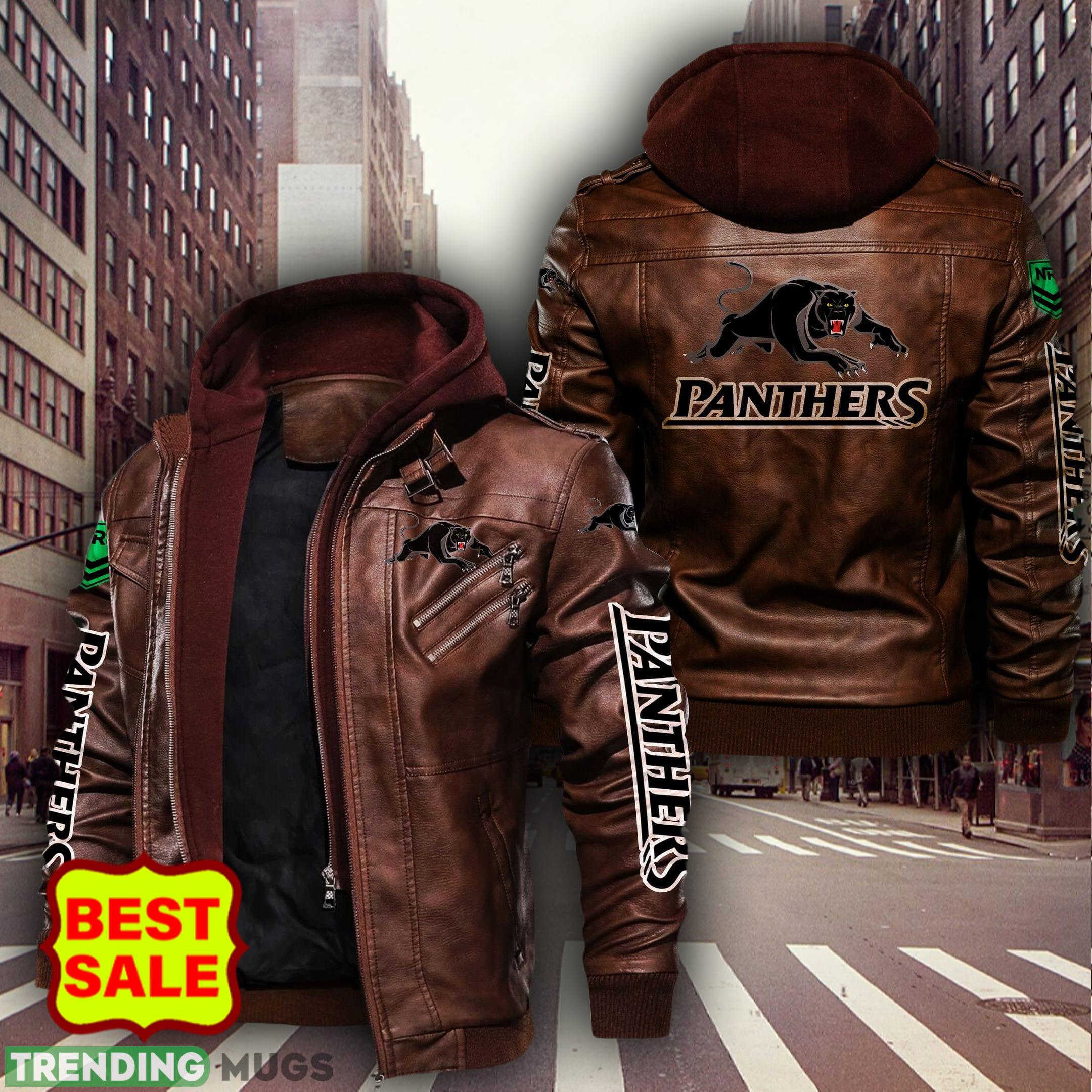 Rugby League NRL Penrith Panthers Style 8 Logo Black And Brown Leather Jacket Men Women 2D Leather Jacket Rugby League NRL Penrith Panthers Style 8 Logo Black And Brown Leather Jacket Men Women 2D Leather Jacket