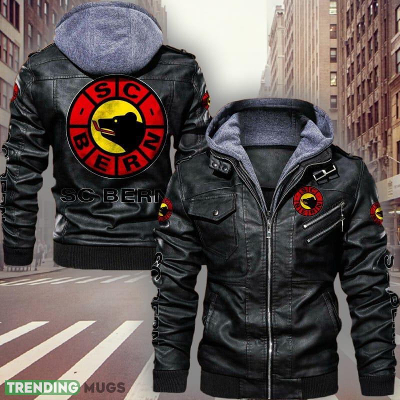 SC Bern Logo 9 Brown And Black Leather Jacket For Men And Women - SC Bern Leather Jacket_1 SC Bern Logo 9 Brown And Black Leather Jacket For Men And Women - SC Bern Leather Jacket_1