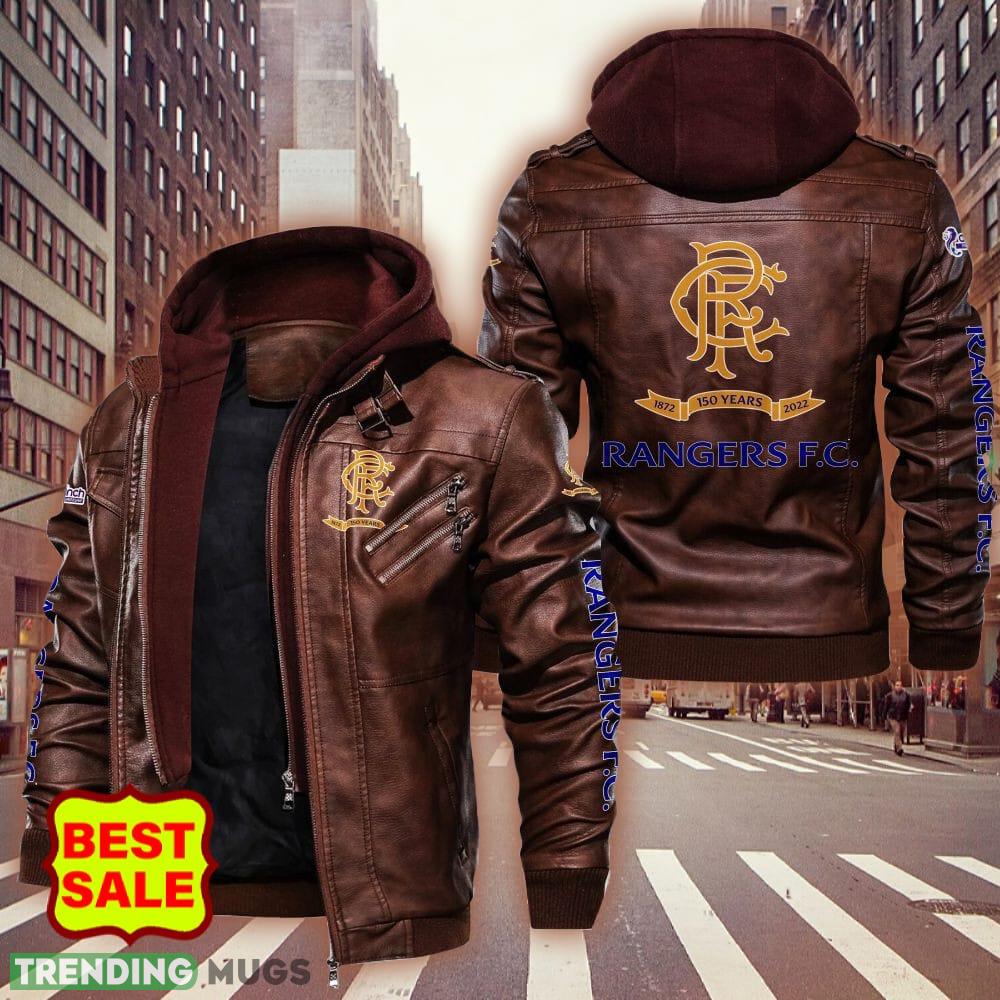 Scottish Premiership Rangers FC Logo 2 Brown And Black Leather Jacket For Fans 2D Leather Jacket Scottish Premiership Rangers FC Logo 2 Brown And Black Leather Jacket For Fans 2D Leather Jacket