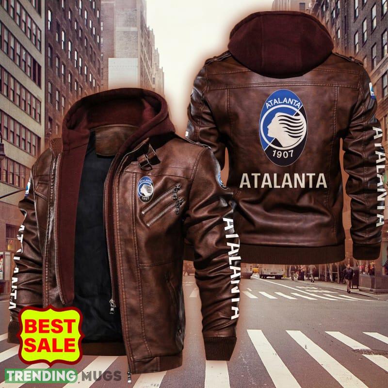 Serie A Atalanta Bergamasca Calcio Logo Brown And Black Leather Jacket For Men And Women 2D Leather Jacket Serie A Atalanta Bergamasca Calcio Logo Brown And Black Leather Jacket For Men And Women 2D Leather Jacket