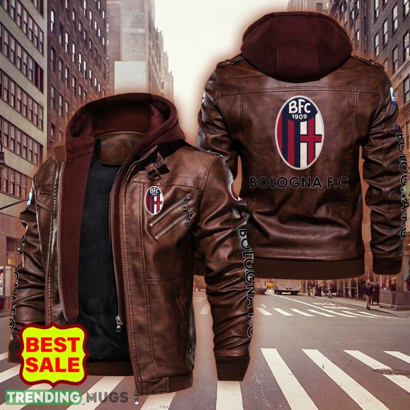 Serie A Bologna Fc 1909 Logo Brown And Black Leather Jacket For Men And Women 2D Leather Jacket Serie A Bologna Fc 1909 Logo Brown And Black Leather Jacket For Men And Women 2D Leather Jacket