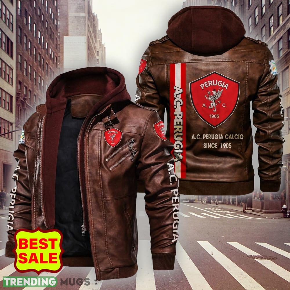 Serie A Serie B AC Perugia Logo Men Women Leather Jacket Black And Brown 2D Leather Jacket Serie A Serie B AC Perugia Logo Men Women Leather Jacket Black And Brown 2D Leather Jacket
