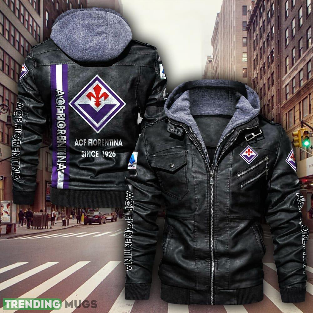 Serie A Serie B ACF Fiorentina Logo Brown And Black Leather Jacket For Men And Women - Serie A Serie B ACF Fiorentina Leather Jacket_1 Serie A Serie B ACF Fiorentina Logo Brown And Black Leather Jacket For Men And Women - Serie A Serie B ACF Fiorentina Leather Jacket_1