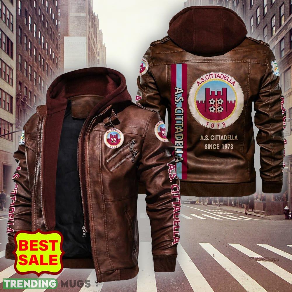 Serie A Serie B AS Cittadella 1973 Logo Brown And Black Leather Jacket For Men And Women 2D Leather Jacket Serie A Serie B AS Cittadella 1973 Logo Brown And Black Leather Jacket For Men And Women 2D Leather Jacket