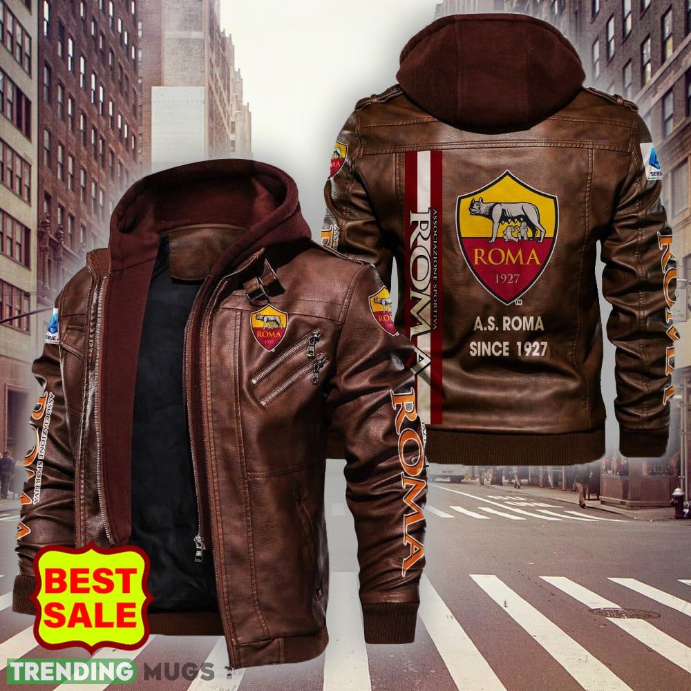 Serie A Serie B AS Roma Logo Men Women Leather Jacket Black And Brown 2D Leather Jacket Serie A Serie B AS Roma Logo Men Women Leather Jacket Black And Brown 2D Leather Jacket