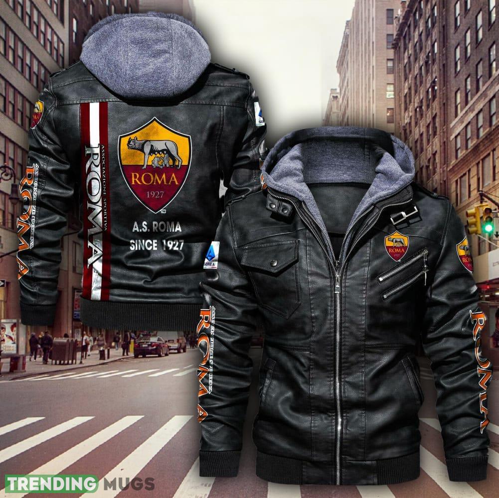 Serie A Serie B AS Roma Logo Men Women Leather Jacket Black And Brown - Serie A Serie B AS Roma Leather Jacket_1 Serie A Serie B AS Roma Logo Men Women Leather Jacket Black And Brown - Serie A Serie B AS Roma Leather Jacket_1