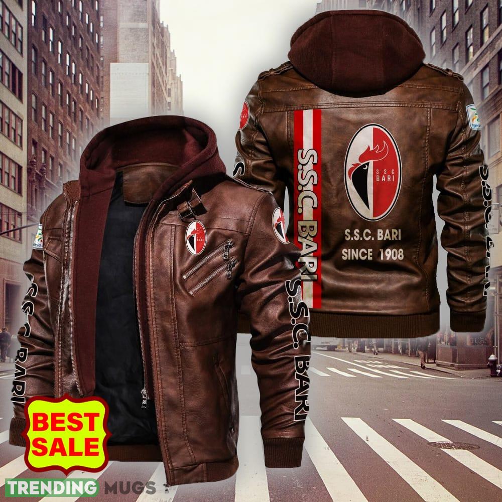 Serie A Serie B Bari 1908 Fans Black Brown Logo Leather Jacket For Men And Women 2D Leather Jacket Serie A Serie B Bari 1908 Fans Black Brown Logo Leather Jacket For Men And Women 2D Leather Jacket