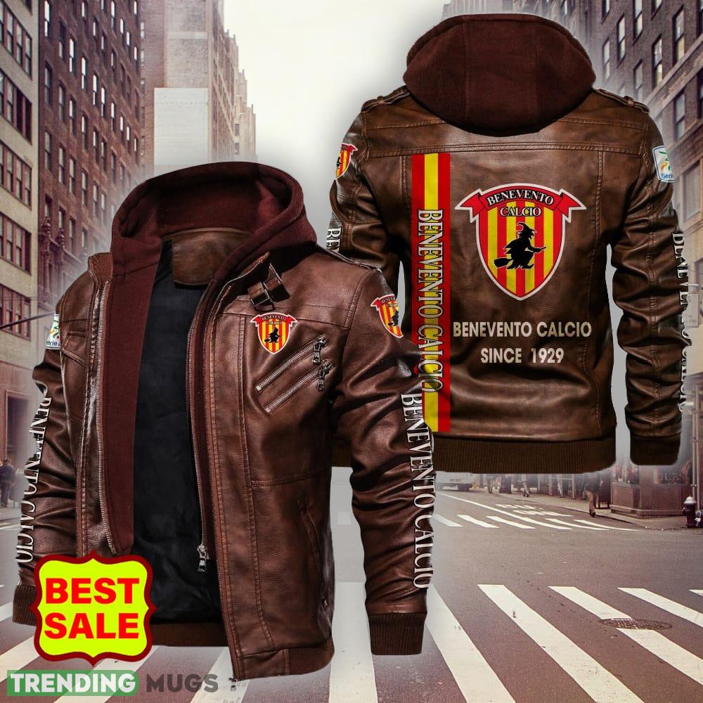 Serie A Serie B Benevento Calcio Logo Brown And Black Leather Jacket For Men And Women 2D Leather Jacket Serie A Serie B Benevento Calcio Logo Brown And Black Leather Jacket For Men And Women 2D Leather Jacket