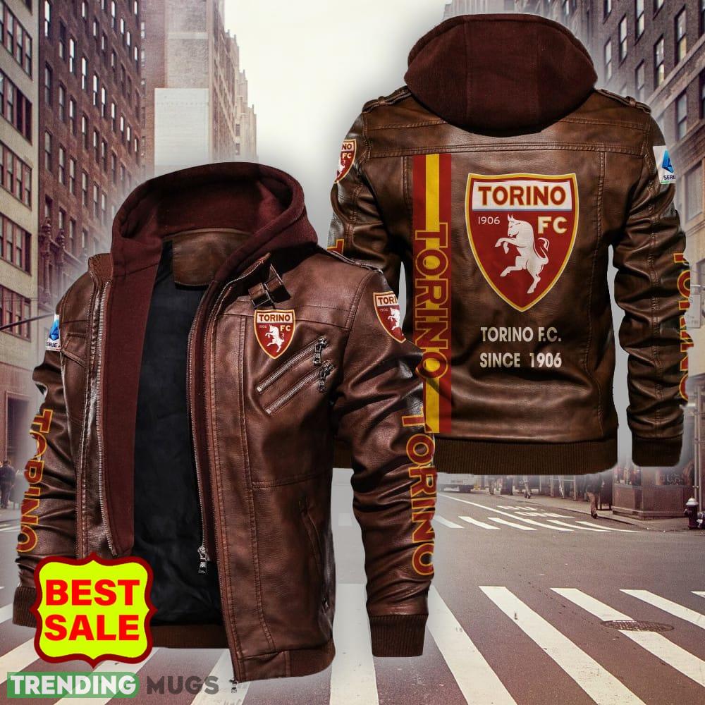 Serie A Serie B Torino Football Club Logo Brown And Black Leather Jacket For Fans 2D Leather Jacket Serie A Serie B Torino Football Club Logo Brown And Black Leather Jacket For Fans 2D Leather Jacket