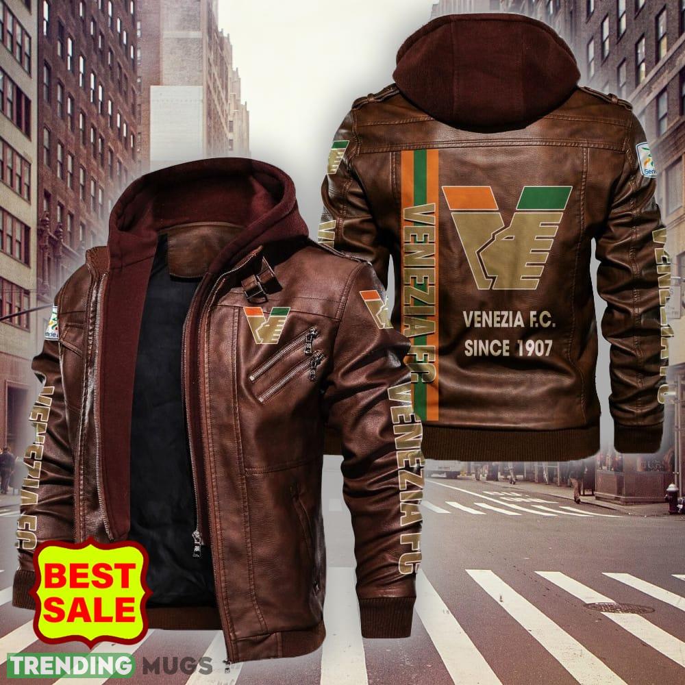 Serie A Serie B Venezia FC Fans Black Brown Logo Leather Jacket For Men And Women 2D Leather Jacket Serie A Serie B Venezia FC Fans Black Brown Logo Leather Jacket For Men And Women 2D Leather Jacket