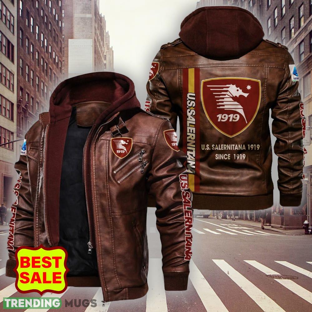 Serie A US Salernitana 1919 Fans Style 3 Logo Black And Brown Leather Jacket Men And Women 2D Leather Jacket Serie A US Salernitana 1919 Fans Style 3 Logo Black And Brown Leather Jacket Men And Women 2D Leather Jacket