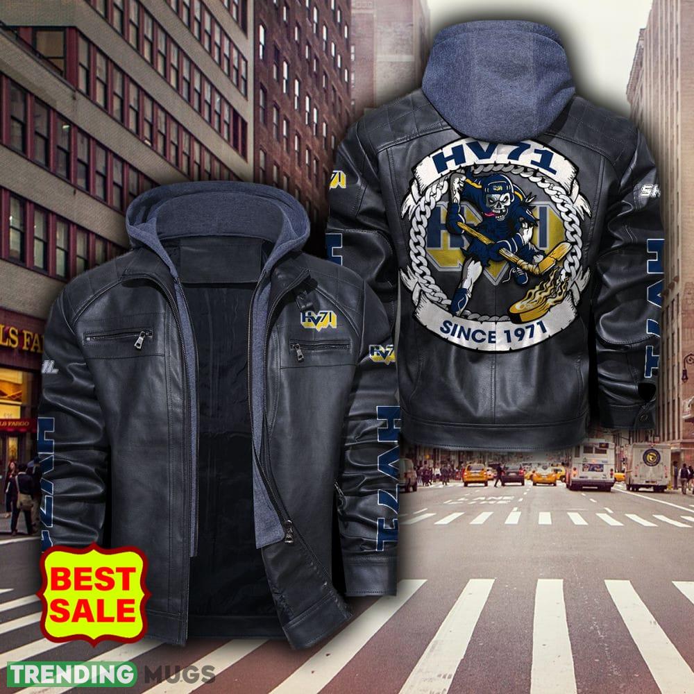 SHL Hockey Teams HV71 Fans Black Brown Logo Leather Jacket For Men And Women 2D Leather Jacket SHL Hockey Teams HV71 Fans Black Brown Logo Leather Jacket For Men And Women 2D Leather Jacket