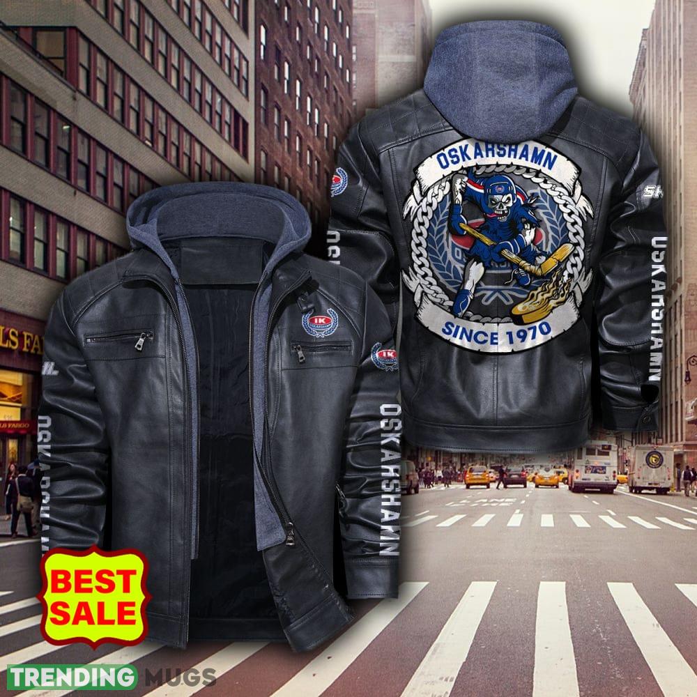 SHL Hockey Teams IK Oskarshamn Logo Brown And Black Leather Jacket For Men And Women - SHL Hockey Teams IK Oskarshamn Leather Jacket_1 SHL Hockey Teams IK Oskarshamn Logo Brown And Black Leather Jacket For Men And Women - SHL Hockey Teams IK Oskarshamn Leather Jacket_1