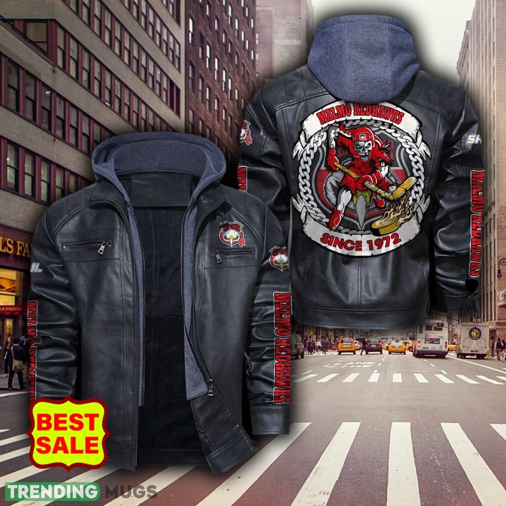 SHL Hockey Teams Malmo Redhawks Logo Brown And Black Leather Jacket For Men And Women - SHL Hockey Teams Malmo Redhawks Leather Jacket_1 SHL Hockey Teams Malmo Redhawks Logo Brown And Black Leather Jacket For Men And Women - SHL Hockey Teams Malmo Redhawks Leather Jacket_1