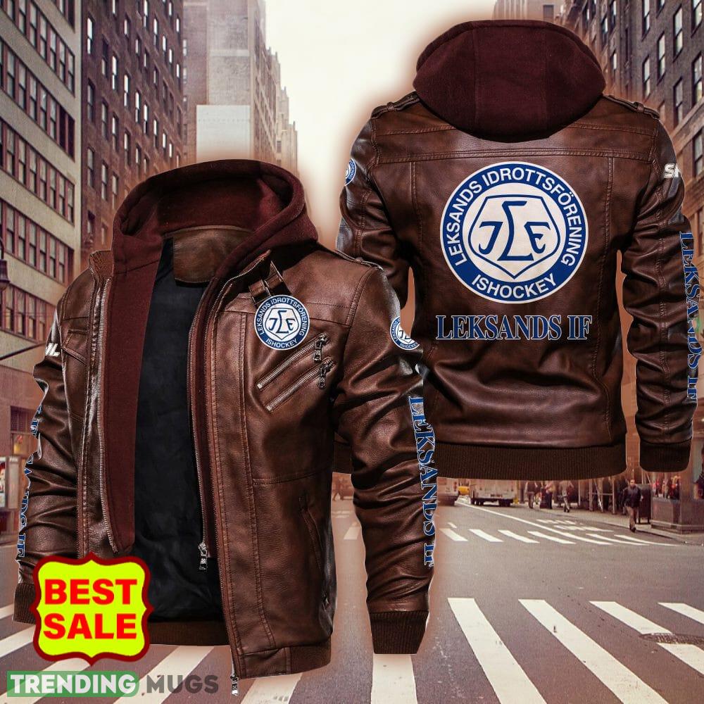 SHL Leksands IF Fans Black Brown Logo Leather Jacket For Men And Women 2D Leather Jacket SHL Leksands IF Fans Black Brown Logo Leather Jacket For Men And Women 2D Leather Jacket