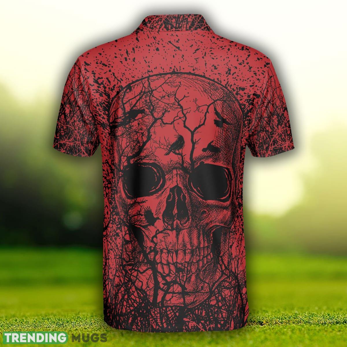 Skull Crow Black And Red Short Sleeve, Dark Forrest Skull Crow Shirt Polo Shirt Polo Shirt Skull Crow Black And Red Short Sleeve, Dark Forrest Skull Crow Shirt Polo Shirt Polo Shirt