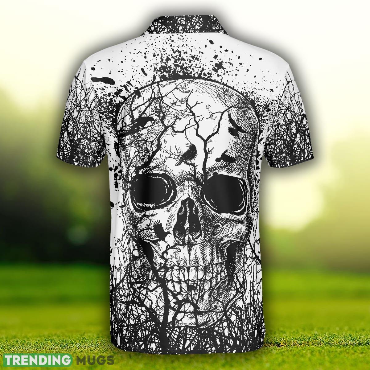 Skull Crow Black And White Short Sleeve, Dark Forrest Skull Crow Shirt Polo Shirt Polo Shirt Skull Crow Black And White Short Sleeve, Dark Forrest Skull Crow Shirt Polo Shirt Polo Shirt