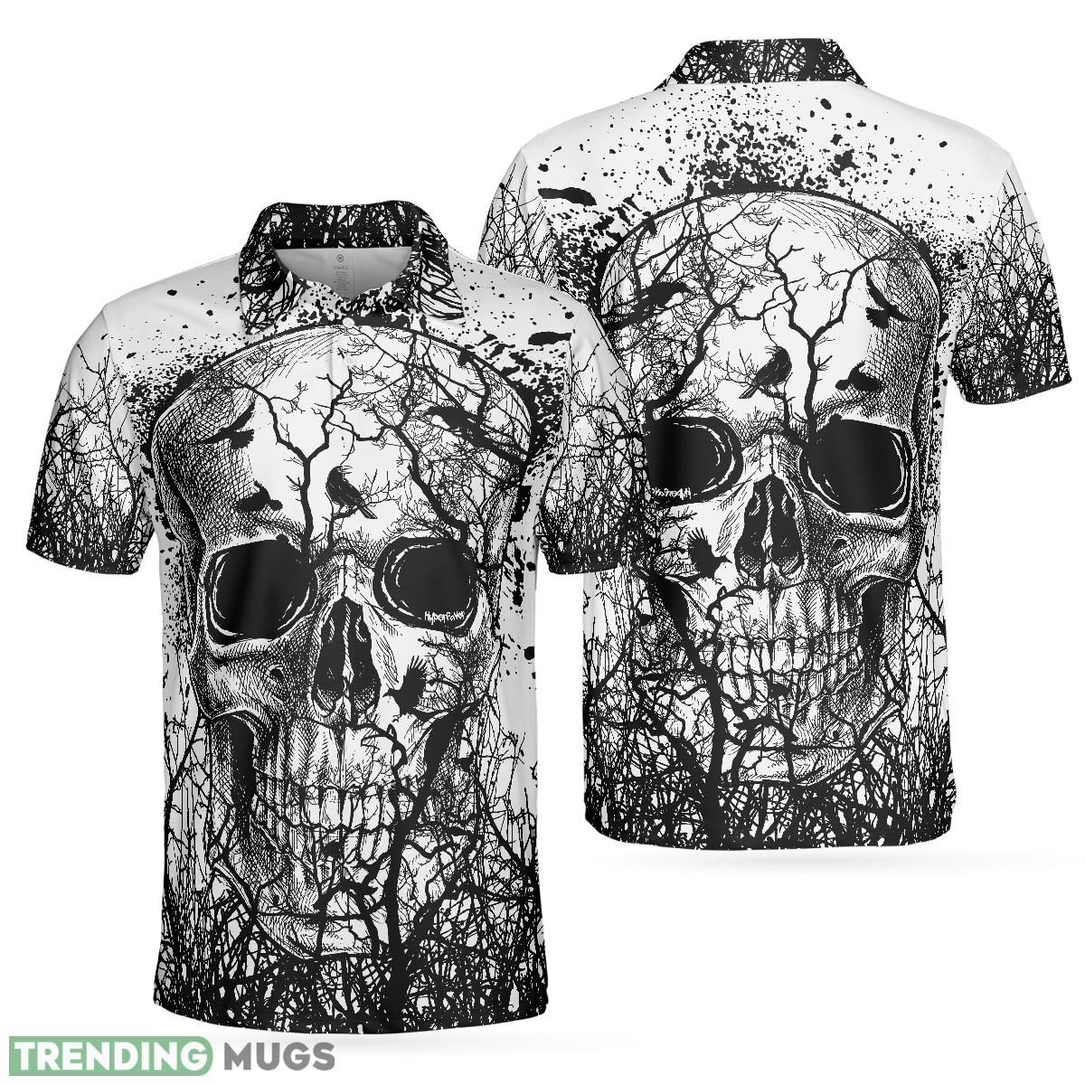 Skull Crow Black And White Short Sleeve, Dark Forrest Skull Crow Shirt Polo Shirt - Skull Crow Black And White Short Sleeve Polo Shirt, Dark Forrest Skull Crow Shirt For Men_1 Skull Crow Black And White Short Sleeve, Dark Forrest Skull Crow Shirt Polo Shirt - Skull Crow Black And White Short Sleeve Polo Shirt, Dark Forrest Skull Crow Shirt For Men_1