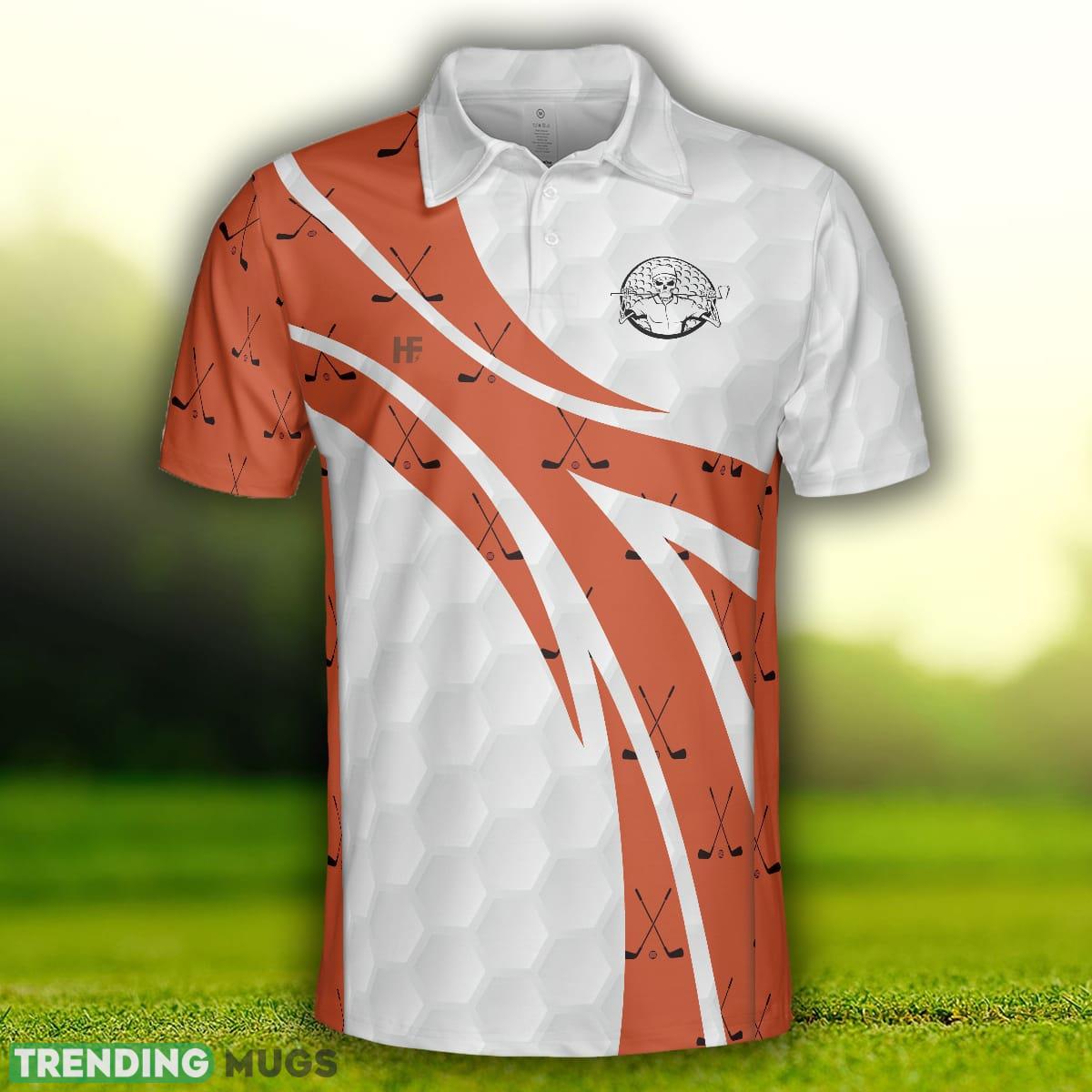 Skull Golfer Seamless Pattern Golf, White And Orange Golf Shirt , Cool Gift For Golfers Polo Shirt Polo Shirt Skull Golfer Seamless Pattern Golf, White And Orange Golf Shirt , Cool Gift For Golfers Polo Shirt Polo Shirt